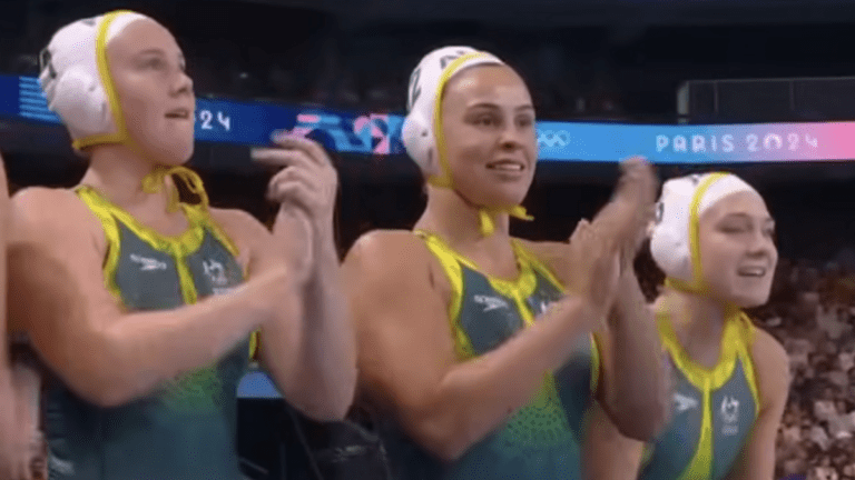 Members of the Australian women's water polo team at the 2024 Olympics