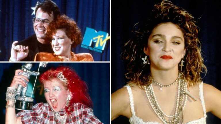 Dan Aykroyd & Bette Midler, Madonna, and Cyndi Lauper at the 1984 Video Music Awards