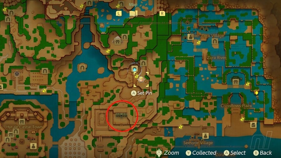 Emplacement du temple oriental sur la carte d'Hyrule