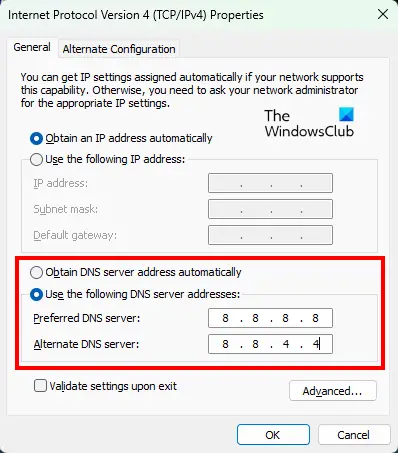 Changer le serveur DNS