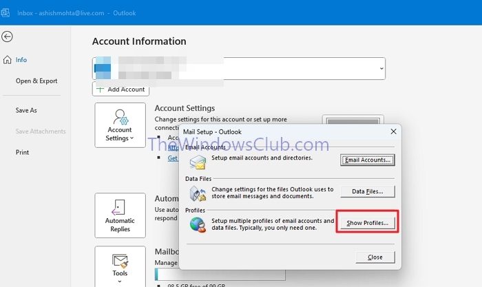 Configuration du profil de messagerie Outlook