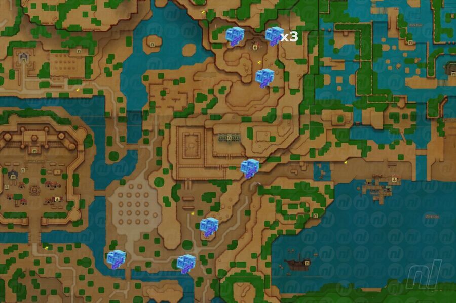 Carte des cristaux de puissance du champ d'Hyrule oriental