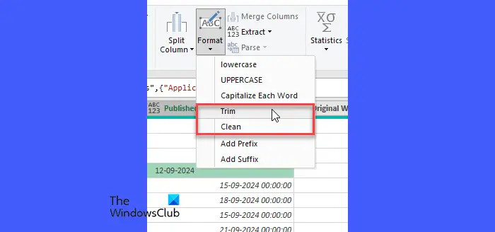 Couper, nettoyer, Power Query