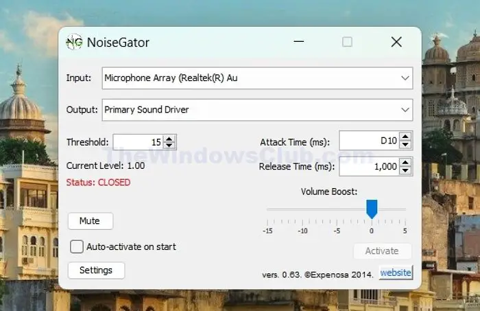 Application Noise Gator pour supprimer le bruit de fond sous Windows