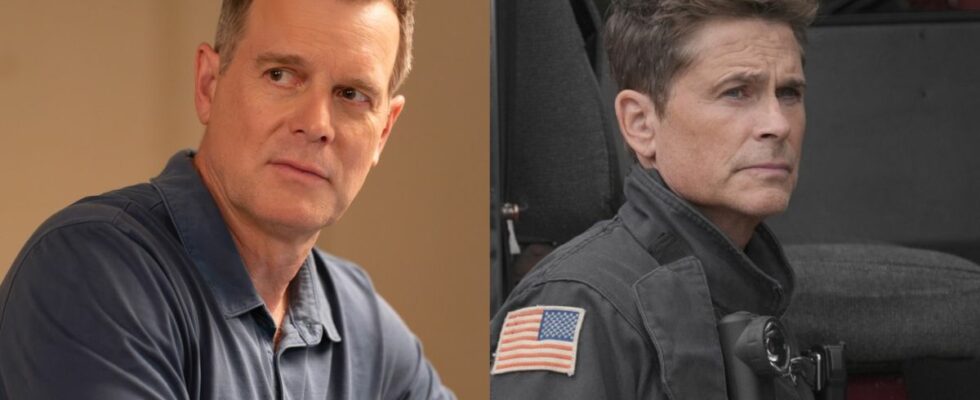 Peter Krause in 9-1-1 and Rob Lowe in 9-1-1: Lone Star