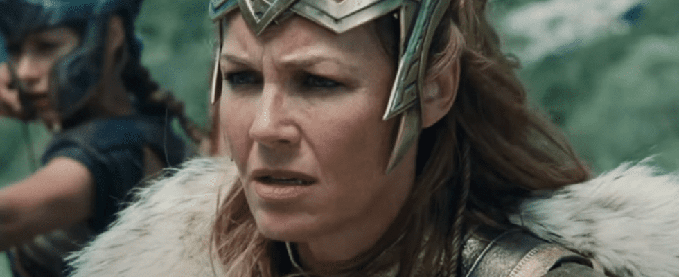 Connie Nielsen as Queen Hippolyta looking concerned in Wonder Woman