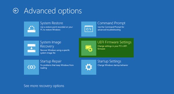 démarrer dans le firmware uefi