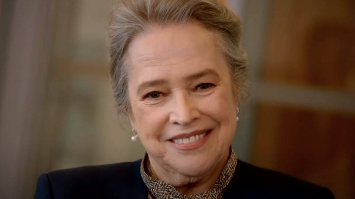 Screenshot close-up of Kathy Bates&#039; Matlock smiling in CBS teaser