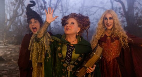 Kathy Najimy, Bette Midler, and Sarah Jessica Parker look excited to be in the woods in Hocus Pocus 2.