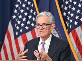 Le président de la Réserve fédérale américaine, Jerome Powell, lors d'une conférence de presse à Washington, DC, le 18 septembre.