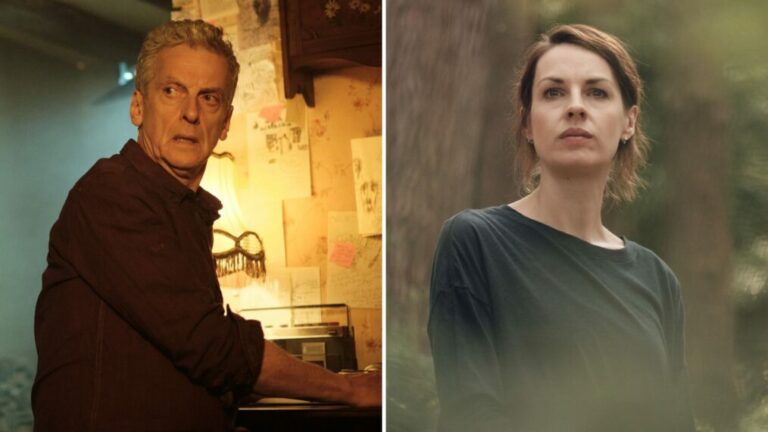 Peter Capaldi as Gideon and Jessica Raine as Lucy — 