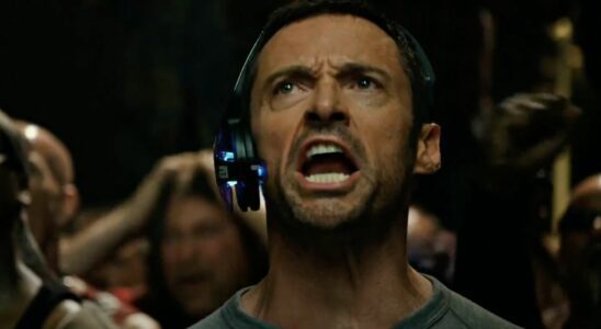 Hugh Jackman shouts during a match in Real Steel.