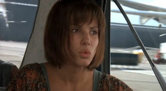 Screenshot of Annie worried while driving bus in Speed