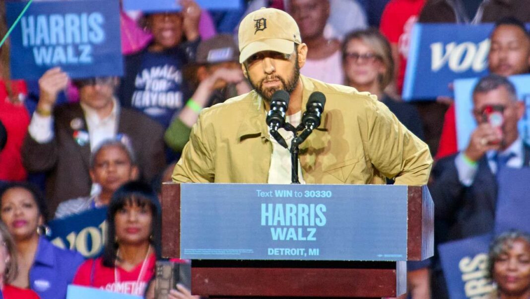 Eminem affiche son appui à Kamala Harris à Detroit, tandis qu'Obama évoque 