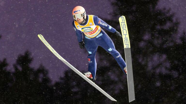 Paschke brille lors des qualifications de la Coupe du monde de saut à ski à Engelberg