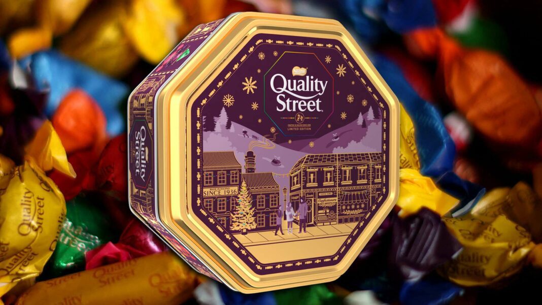 Le supermarché propose des boîtes rétro Quality Street à prix réduit, plus grandes et moins chères que celles de Tesco et Morrisons.